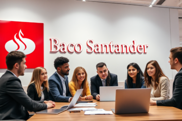 Imagen sobre la candidatura a una vaga financiera en Banco Santander.