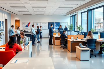 Imagen de la oficina de AXA reflejando su entorno laboral positivo.