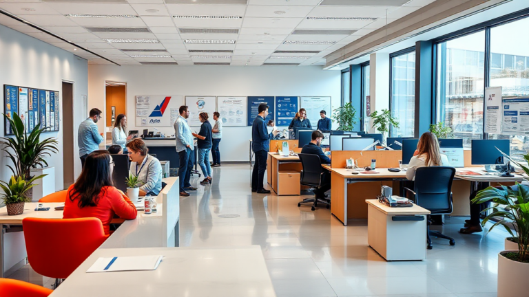 Imagen de la oficina de AXA reflejando su entorno laboral positivo.