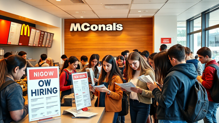 Candidatos buscando empleo en McDonald's.