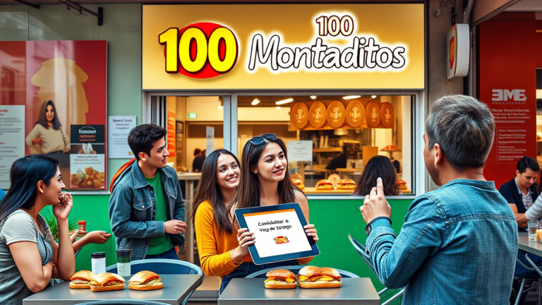 Candidatura para empleo en 100 Montaditos en un ambiente fast food.